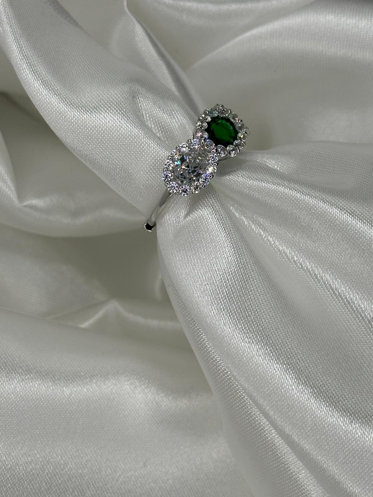 Anello Trilogy Con Pietra Verde