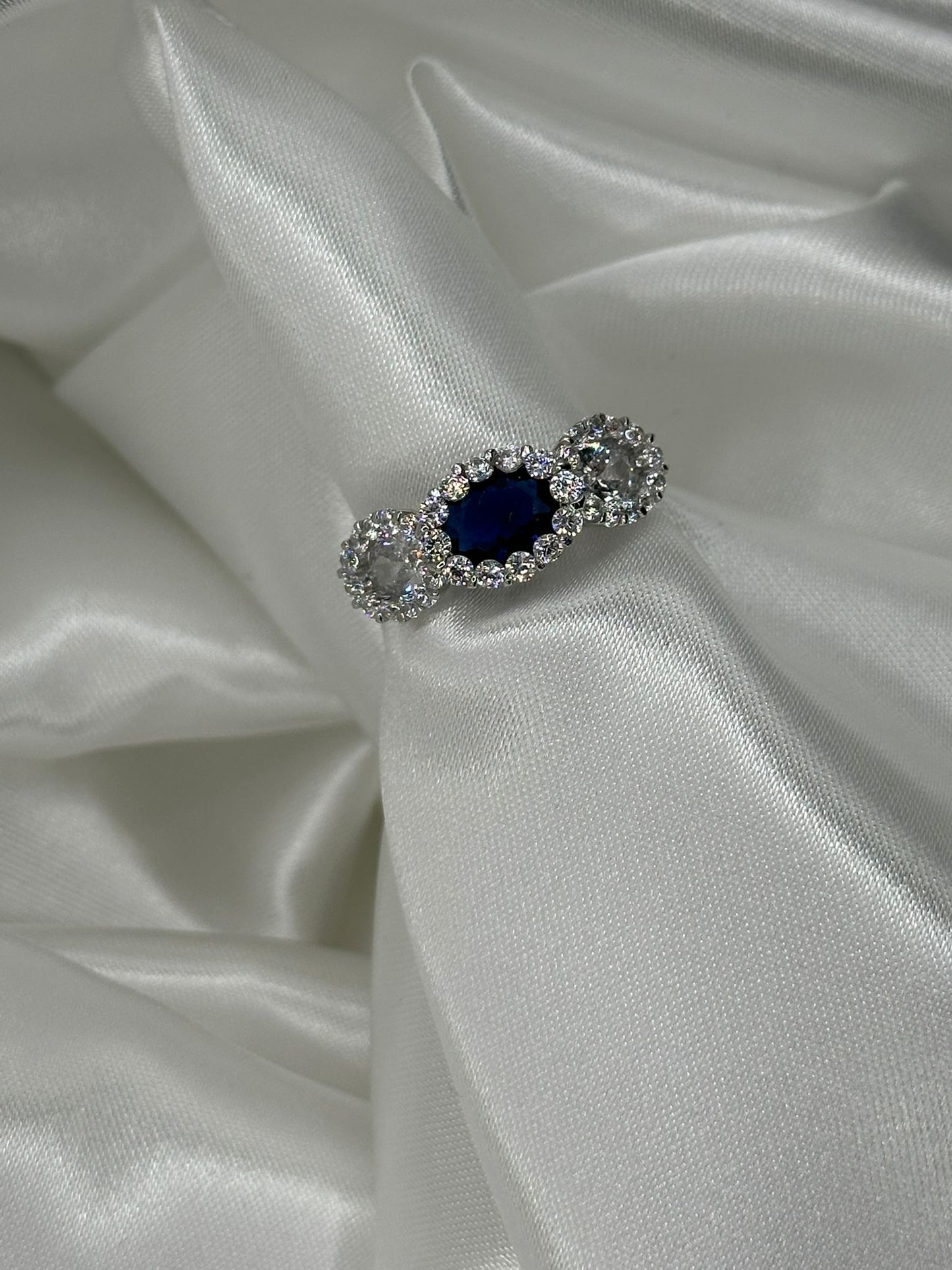 Anello Trilogy Con Pietra Blu