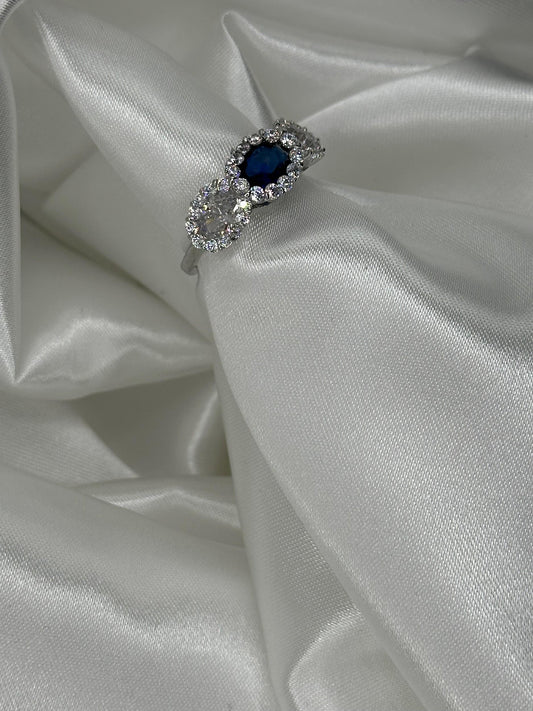Anello Trilogy Con Pietra Blu